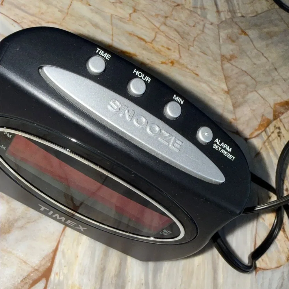 Timex T101 Extra Loud Digital Alarm Clock Black Red LED Display Snooze AC Power